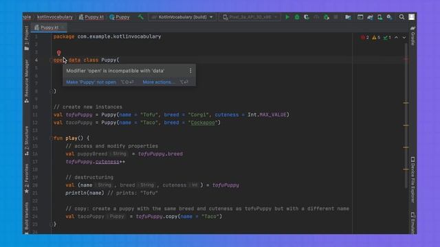 Data classes - Kotlin Vocabulary смотреть онлайн