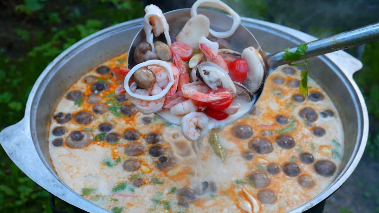 ТОМ ЯМ В КАЗАНЕ. ТАЙСКИЙ СУП С МОРЕПРОДУКТАМИ. РЕЦЕПТ. смотреть онлайн