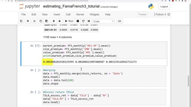Computing expected return or cost of equity using Fama-French model in Python смотреть онлайн