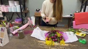 Как упаковать тюльпаны с мимозой!