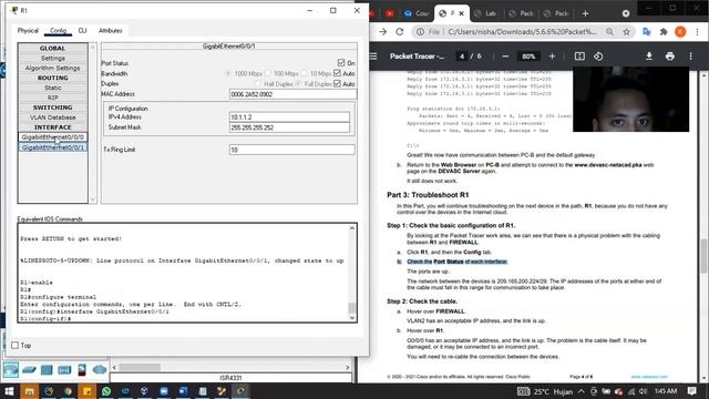 Belajar DevNet - 5.6.6 Packet Tracer - Troubleshoot Common Network Problems.pka смотреть онлайн