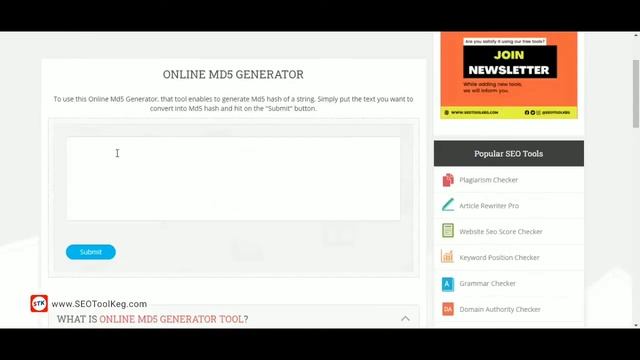 Online Md5 Generator by SEO Tool Keg смотреть онлайн