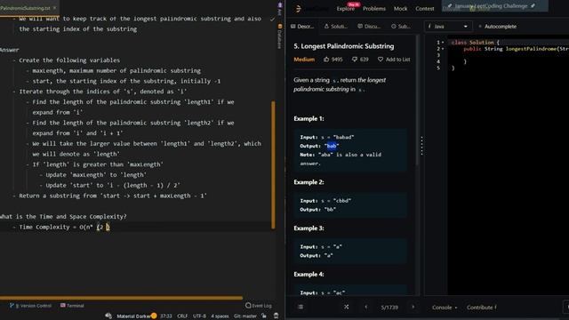 Longest Palindromic Substring - Leetcode 5 - Java смотреть онлайн
