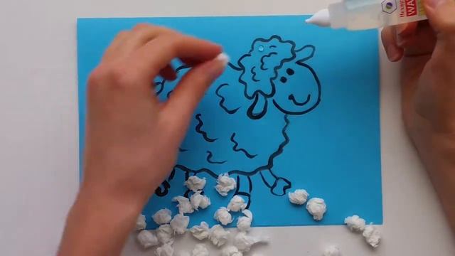 Объемная аппликация из салфеток для детей - Кудрявая Овечка | Paper arts and crafts for children смотреть онлайн