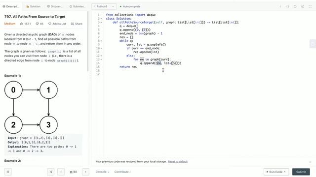 LeetCode 797. All Paths From Source to Target | Python смотреть онлайн