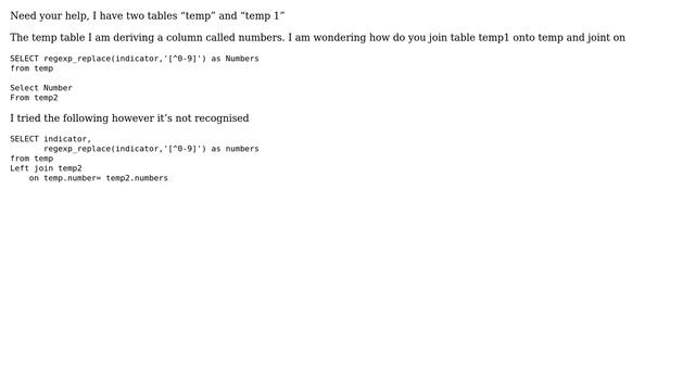 Databases: How to Join two tables with the join being regexp_replace? смотреть онлайн