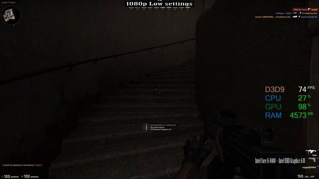 Intel UHD Graphics 630 -- Intel Core i5-8400 -- Counter Strike Global Offensive CSGO FPS test смотреть онлайн