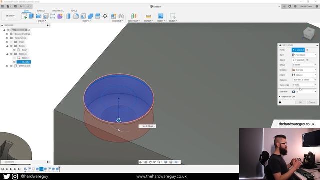 Counter Sunk Holes and Sketch Splitting - Fusion 360 смотреть онлайн