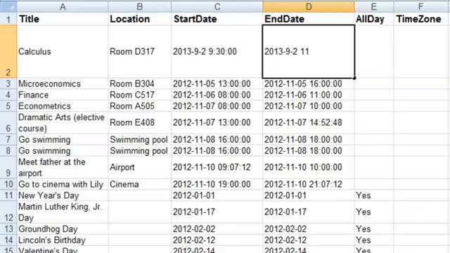 xCalendar - Export/Import Calendar to/from an Excel file смотреть онлайн