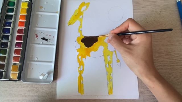 Рисую ЖИРАФА . Добрый Жираф . Сухая ПАСТЕЛЬ. смотреть онлайн