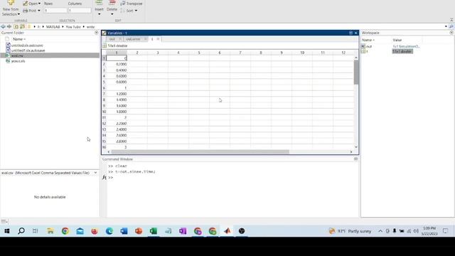 Simulink Data To MATLAB Workspace Variable And Then Export To Xls, Xlsx Or Csv File.