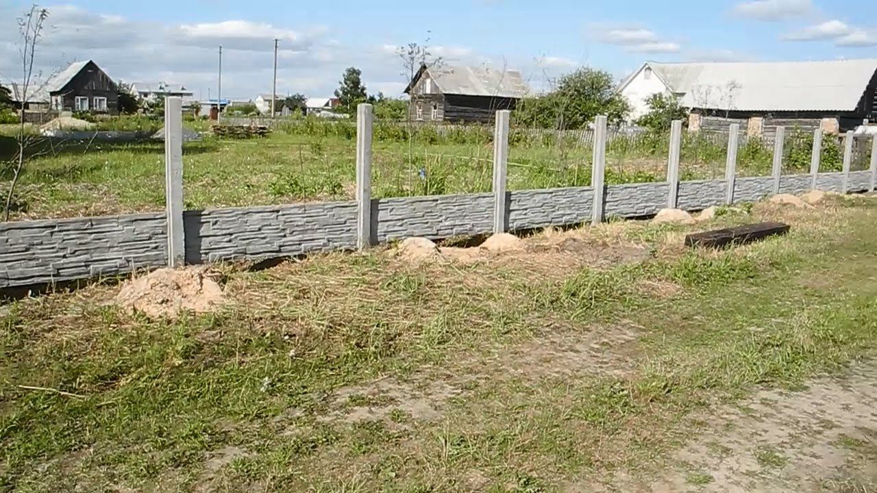 Установка железобетонного забора ч.5 смотреть онлайн