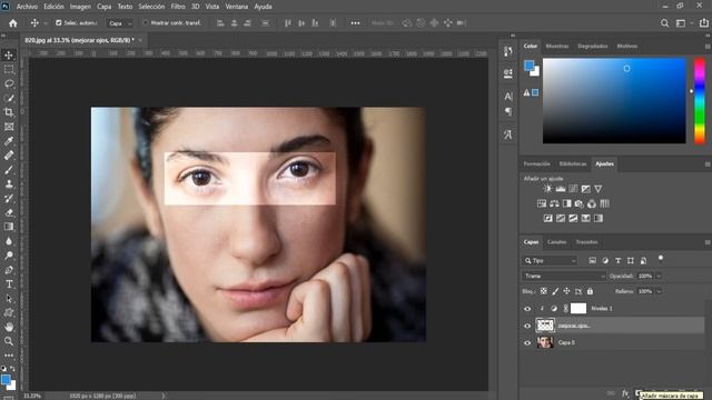 Curso práctico de Photoshop - 22.- Aclaración de ojos смотреть онлайн