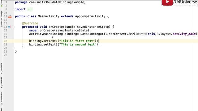 Android Data Binding-1 | Data Binding Intro. & Adding into Android Studio Project | U4Universe смотреть онлайн