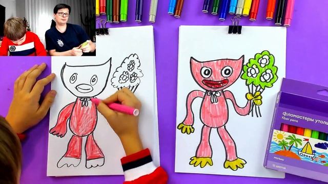 Рисуем ЦВЕТЫ и Киси Миси с Дамиром - простые рисунки с РыбаКит смотреть онлайн