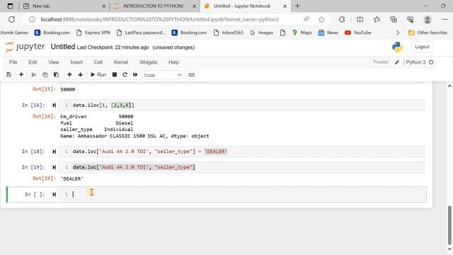 Set new values in cells using loc operator in Python смотреть онлайн