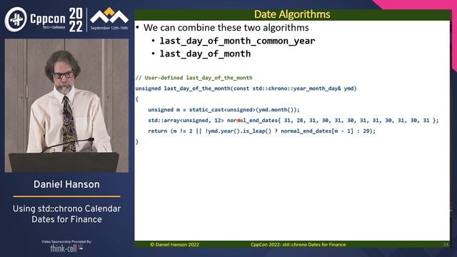 Using std__chrono Calendar Dates for Finance in Cpp - Daniel Hanson - CppCon 2022 смотреть онлайн