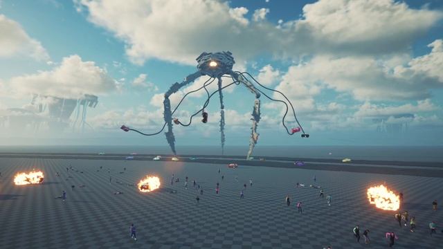 Interlakes (War of the Worlds inspired Game) - Tripod Ability: Throwing Vehicles at Fleeing Crowds смотреть онлайн