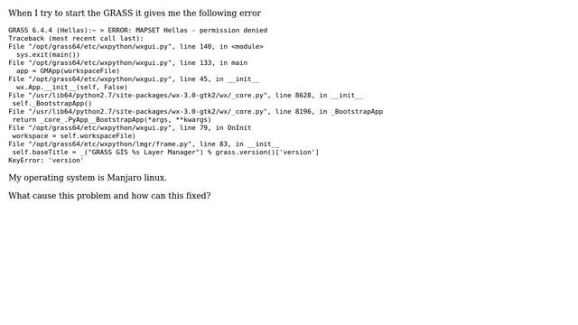 GIS: GRASS Gis v 6.4.4. KeyError: 'version' when start смотреть онлайн