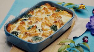 Запеканка с форелью и брокколи