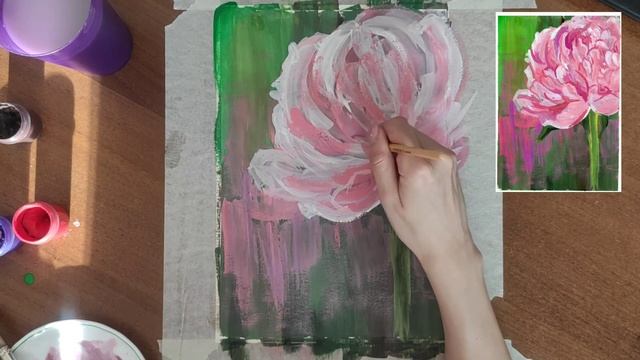 Как рисовать пион. Рисуем пион гуашью поэтапно. смотреть онлайн