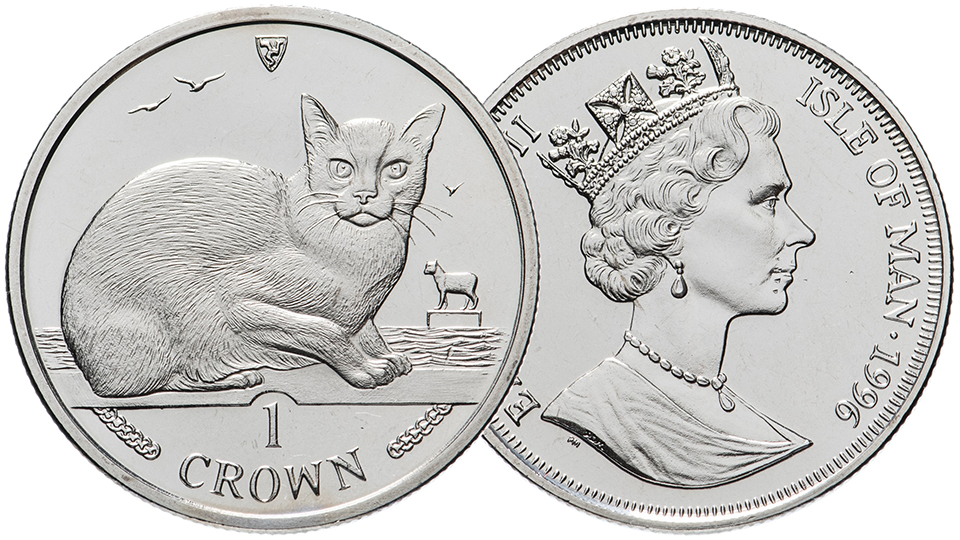 1 крона Острова Мэн 1996 года. Бурманская кошка. смотреть онлайн