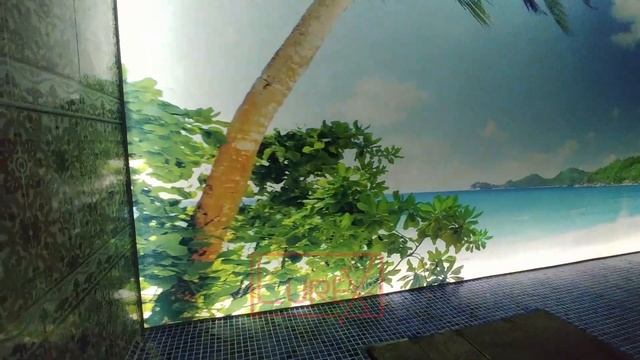 Натяжные потолки в бассейне, с фотопечатью подсветкой и звёздным небом. смотреть онлайн