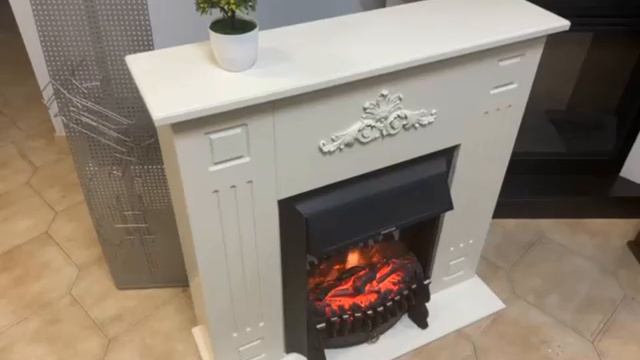 Электрокамин ClassicFlame Лотос с очагом Fobos FX Black белый смотреть онлайн