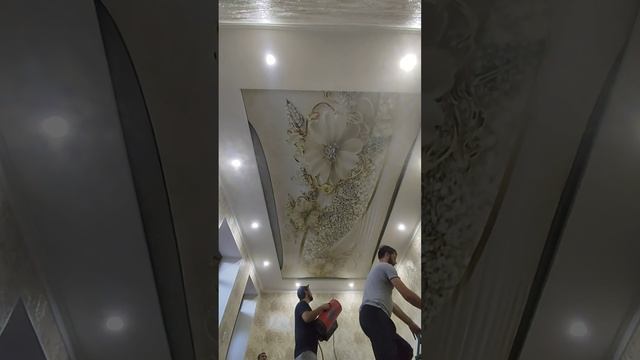 3D натяжной потолок фото печать узоры смотреть онлайн