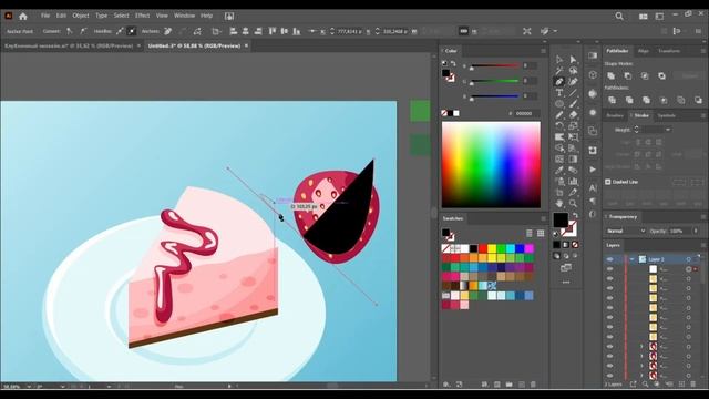 РИСУЕМ КЛУБНИЧНЫЙ ЧИЗКЕЙК В ADOBE ILLUSTRATOR смотреть онлайн