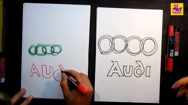 Как рисовать логотип АУДИ | How to draw a AUDI logo смотреть онлайн