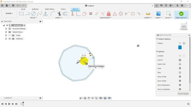 Autodesk Fusion 360 sketch create poligon and ellipse , poligon ve elips çizimi смотреть онлайн