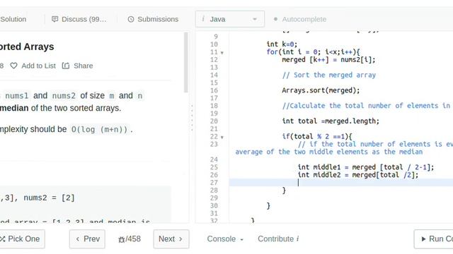 Median of Two Sorted Arrays | Leetcode | Problem Solution in Java смотреть онлайн