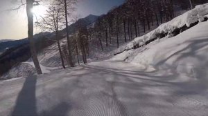 Роза Хутор 2021 скоростной спуск на горных лыжах. Средняя скорость 62 км/ч. Максимальная 102 км/ч