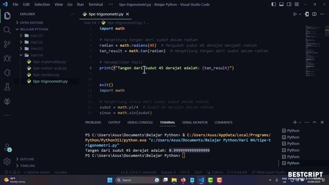 Python : #06 Newbie | Part 02 | Jenis Fungsi Matematika, Random, Trigonometry & Matematika Konstant смотреть онлайн