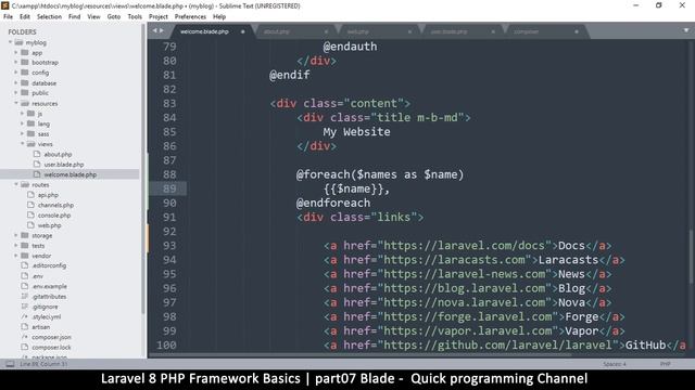 #07 Laravel 8 PHP Framework Basics | Blade | Quick programming tutorial смотреть онлайн