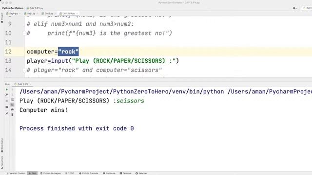 Conditional Statements in Python| Zero To Hero Course |Rock, Paper, Scissors Game | DAY 3 смотреть онлайн