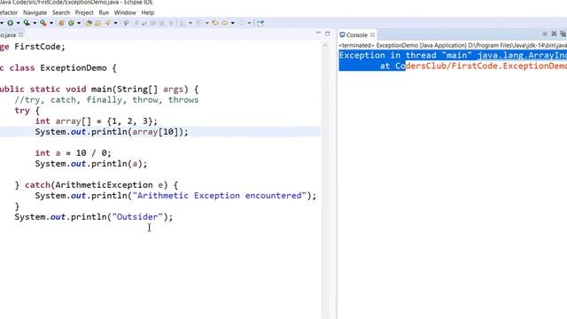 #48 | try, catch and finally blocks for Exception Handling in Java | With Example смотреть онлайн