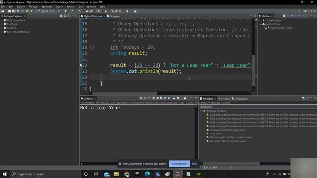 Ternary Operators, Type Casting, String Concatenation JAVA смотреть онлайн