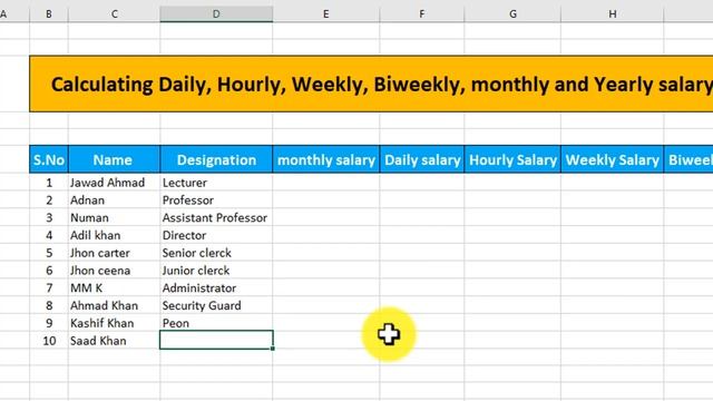 How to calculate Daily|| hourly ||weekly || biweekly and yearly salary in excel sheet смотреть онлайн