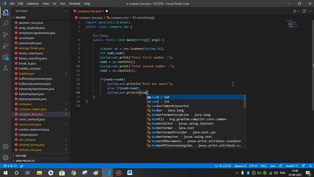 Write a Java program to compare two numbers | Comparision operation in Java | equal | greater | les смотреть онлайн