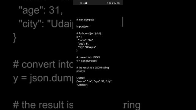 Python l json.dumps() method смотреть онлайн