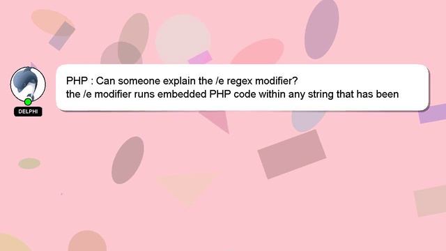 PHP : Can someone explain the /e regex modifier? смотреть онлайн