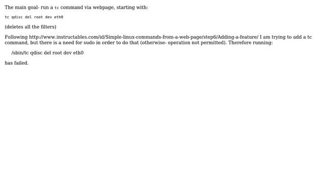 TC command via webpage as a sudo смотреть онлайн