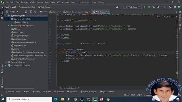 Web Table - Selenium Automation with Python, Pycharm IDE смотреть онлайн