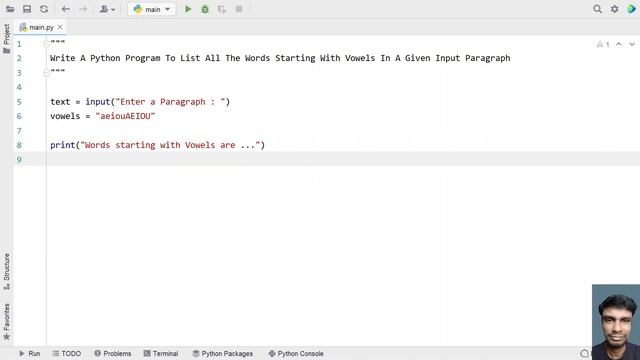 Write A Python Program To List All The Words Starting With Vowels In A Given Input Paragraph смотреть онлайн
