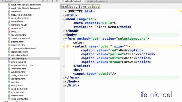 יצירת select אלמנט בטופס html смотреть онлайн