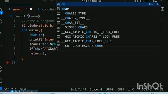 #20.write a program to check a character is upper case or lower case in C language using if-else . смотреть онлайн