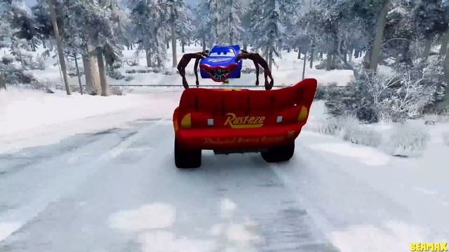 Epic Escape From The Lightning McQueen Eater | Car VS Lightning McQueen Spider Eater | BeamNGDrive смотреть онлайн