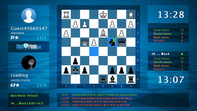 Chess Game Analysis: Guest45660147 - rzading, 0-1 (By ChessFriends.com) смотреть онлайн
